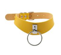 KJBDQQH Gargantilla Punk Gothic Choker Goth Collar Punk Black Leather Chokers Harajuku EMO Necklace Chocker Dark Fashion Halloween Accessories para Uso Diario(Yellow)