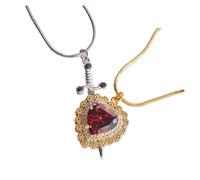 KJBDQQH Gargantilla Punk Gothic Punk One Arrow Through The Heart Creative Two Color Couple Necklace Red Rhinestone Heart Dagger Necklace para Uso Diario(48 Holes_YA4690-3)