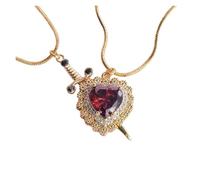 KJBDQQH Gargantilla Punk Gothic Punk One Arrow Through The Heart Creative Two Color Couple Necklace Red Rhinestone Heart Dagger Necklace para Uso Diario(48 Holes_YA4690-1)