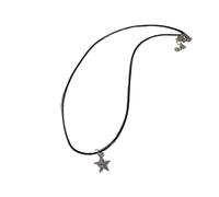 KJBDQQH Gargantilla Punk Grunge Black Star Pendant Beaded Silver Color Chain Choker Necklace For Women Men Goth Charm EMO Jewely Accessory para Uso Diario(Color 01)