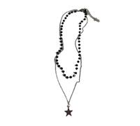 KJBDQQH Gargantilla Punk Grunge Black Star Pendant Beaded Silver Color Chain Choker Necklace For Women Men Goth Charm EMO Jewely Accessory para Uso Diario(00000)
