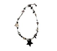 KJBDQQH Gargantilla Punk Grunge Black Star Pendant Beaded Silver Color Chain Choker Necklace For Women Men Goth Charm EMO Jewely Accessory para Uso Diario(Color 05)