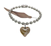 KJBDQQH Gargantilla Punk Grunge Glass Heart Pendant Necklace Oversize Ball Beads Chain Statement Choker Necklace for Women Club Punk Jewelry para Uso Diario(Brown)