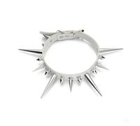 KJBDQQH Gargantilla Punk Long Spike Choker Punk Faux Leather Collar For Women Men Cool Big Rivets Studded Chocker Goth Style Necklace Accessories para Uso Diario(White)