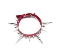 KJBDQQH Gargantilla Punk Long Spike Choker Punk Faux Leather Collar For Women Men Cool Big Rivets Studded Chocker Goth Style Necklace Accessories para Uso Diario(Color 01)