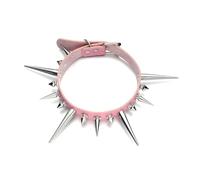 KJBDQQH Gargantilla Punk Long Spike Choker Punk Faux Leather Collar For Women Men Cool Big Rivets Studded Chocker Goth Style Necklace Accessories para Uso Diario(Pink)