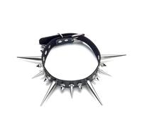KJBDQQH Gargantilla Punk Long Spike Choker Punk Faux Leather Collar For Women Men Cool Big Rivets Studded Chocker Goth Style Necklace Accessories para Uso Diario(Black)