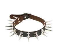 KJBDQQH Gargantilla Punk Long Spiked Choker Collar For Women Men Black Goth Necklace Punk Chocker Gothic Accessories Cosplay Jewelry para Uso Diario(Coffee)