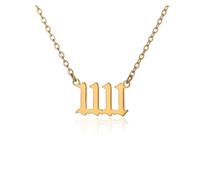 KJBDQQH Gargantilla Punk Necklace Angel Number Charms Pendant Bar Necklaces For Women Men Heart Choker Stainless Steel Jewelry Couple para Uso Diario(N04156G)