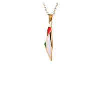 KJBDQQH Gargantilla Punk Palestine Map Flag Pendant Necklace for Women Men Stainless Steel Map Geography Necklace Choker Chain Jewelry Wholesale para Uso Diario(45cm_Gold)