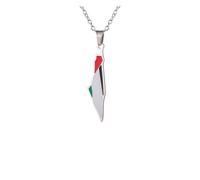 KJBDQQH Gargantilla Punk Palestine Map Flag Pendant Necklace for Women Men Stainless Steel Map Geography Necklace Choker Chain Jewelry Wholesale para Uso Diario(50cm_Silver)