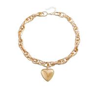 KJBDQQH Gargantilla Punk Punk Big Heart Pendant Necklace Women Statement Chunky Heavy Chain Grunge Jewelry Steampunk Men para Uso Diario(Gold)
