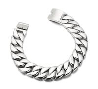 KJBDQQH Gargantilla Punk Punk Men's Women's Stainless Steel Necklace Heavy Larger Necklace Curb Cuban Chain Choker Jewelry para Uso Diario(37cm_31MM_Light Yellow Gold Color)