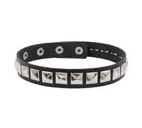 KJBDQQH Gargantilla Punk Punk Rock Black Leather Choker Square Rivet Stud Collar Necklace For Women Men Girls Gothic Jewelry Cosplay para Uso Diario(Black)