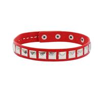 KJBDQQH Gargantilla Punk Punk Rock Black Leather Choker Square Rivet Stud Collar Necklace For Women Men Girls Gothic Jewelry Cosplay para Uso Diario(Red)