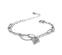 KJBDQQH Gargantilla Punk Romantic Heart Pendant Necklace for Women Stainless Steel Texture Choker Necklace Anniversary para Uso Diario(1472 Bracelet Steel)