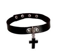 KJBDQQH Gargantilla Punk Spike Choker Necklaces Punk Faux Leather Collar For Women Men Cool Big Rivets Studded Chocker Necklace Goth Style Accessori para Uso Diario(Imitation Rhodium Plated)