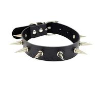 KJBDQQH Gargantilla Punk Spike Choker Necklaces Punk Faux Leather Collar For Women Men Cool Big Rivets Studded Chocker Necklace Goth Style Accessori para Uso Diario(Plating Gun)