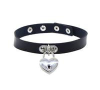 KJBDQQH Gargantilla Punk Spike Choker Necklaces Punk Faux Leather Collar For Women Men Cool Big Rivets Studded Chocker Necklace Goth Style Accessori para Uso Diario(Rhodium Plated)