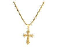 KJBDQQH Gargantilla Punk Stainless Steel Jesus Cross Necklace For Women Men Color Caravaca Angels Crucifix Charm Choker Rapper Jewelry para Uso Diario(N06141G)