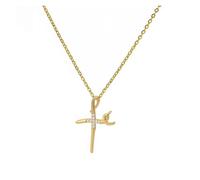 KJBDQQH Gargantilla Punk Stainless Steel Jesus Cross Necklace For Women Men Color Caravaca Angels Crucifix Charm Choker Rapper Jewelry para Uso Diario(N04713G)