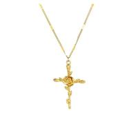 KJBDQQH Gargantilla Punk Stainless Steel Jesus Cross Necklace For Women Men Color Caravaca Angels Crucifix Charm Choker Rapper Jewelry para Uso Diario(N07081G)
