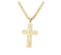 KJBDQQH Gargantilla Punk Stainless Steel Jesus Cross Necklace For Women Men Color Caravaca Angels Crucifix Charm Choker Rapper Jewelry para Uso Diario(N04135G-3)
