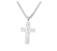 KJBDQQH Gargantilla Punk Stainless Steel Jesus Cross Necklace For Women Men Color Caravaca Angels Crucifix Charm Choker Rapper Jewelry para Uso Diario(N04135P-3)