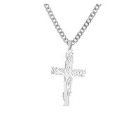 KJBDQQH Gargantilla Punk Stainless Steel Jesus Cross Necklace For Women Men Color Caravaca Angels Crucifix Charm Choker Rapper Jewelry para Uso Diario(N04135P-4)