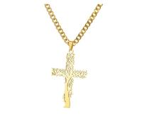 KJBDQQH Gargantilla Punk Stainless Steel Jesus Cross Necklace For Women Men Color Caravaca Angels Crucifix Charm Choker Rapper Jewelry para Uso Diario(N04135G-4)