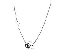 KJBDQQH Gargantilla Punk Stainless Steel Necklaces Airplane Globe Map Traveler Pendants Choker Chains Charms Male Necklace For Women Jewelry para Uso Diario(45cm_Silver)