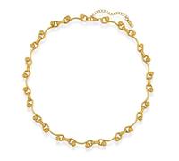 KJBDQQH Gargantilla Punk Stainless Steel Wave Ball Chain Necklace for Women Men Punk Grunge Handmade Jewelry para Uso Diario(Gold Necklace)