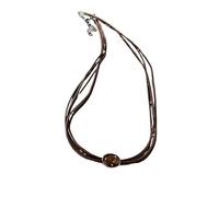 KJBDQQH Gargantilla Punk Vintage Leather Brown Stone Pendant Necklace Stacking Choker Temperament Clavicle Chain for Women Girl para Uso Diario(Color 05)