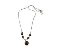 KJBDQQH Gargantilla Punk Vintage Leather Brown Stone Pendant Necklace Stacking Choker Temperament Clavicle Chain for Women Girl para Uso Diario(Color 04)