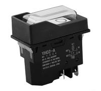 KJD16 - Interruptor de botón pulsador 120 V 16 A 4 pines botón de parada electromagnético IP54 impermeable - para torno, sierra de mesa, amoladora, máquina de carpintería, herramientas, negro