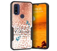 KJFHDJFDH Funda para Moto G Pure/Moto G Power 2022, doble capa resistente a prueba de golpes y funda protectora de silicona suave para Motorola Moto G Power 2022, versículos de la Biblia Filipenses 4:13 Glitter Leopard