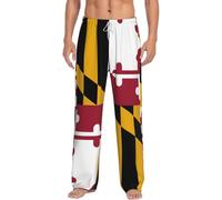 KJGvbn Pantalones de pijama para hombre con estampado de la bandera del estado de Maryland, pantalones de pijama suaves con bolsillos, ropa de dormir ligera para un sueño cómodo, blanco, XXL