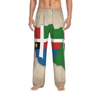 KJGvbn Pantalones de pijama para hombre con estampado de mapa de la bandera de Santo Tomé y Príncipe, pantalones de pijama suaves con bolsillos, ropa de dormir ligera para un sueño cómodo, blanco, XL