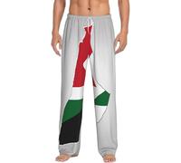 KJGvbn Pantalones de pijama para hombre con estampado de mapa de la bandera del Estado de Palestina, pantalones de pijama suaves con bolsillos, ropa de dormir ligera para un sueño cómodo, blanco, XXXL