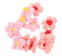 KJHBV 1 Bolsa de 12 Piezas de Adornos de Flores de Crochet en Hilo de Lana Rosa para Decoración DIY de Ropa, Bolsos y Accesorios Forma Floral Hermosa Color Aleatorio