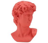KJHBV 1pieza Estatua Decorativa de Resina de Cabeza de David Estilo Europeo Coral Naranja Escultura Artística para Decoración Moderna de Hogar y Escritorio