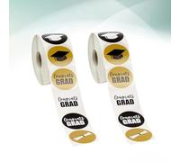 KJHBV 2 Rollos Pegatinas Autoadhesivas Redondas de Papel para Fiesta de Graduación 8 Diseños Creativos, Etiquetas Decorativas de 25mm para Ambiente Escolar y Celebración