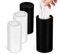 KJHBV 4 Piezas Caja de Pañuelos Redonda para Coche Soporte Cilíndrico para Portavasos Diseño Minimalista Reciclado de Unidades de Color Claro y Oscuro Recambio Fácil y Resistente