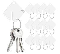 KJHBV 60 Etiquetas de Identificación para Llaves de Acrílico Blanco con Anillos Partidos, Portátiles y Perforadas para Uso en Alojamientos y Bricolaje