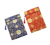 KJHBV Bolsa de Brocado Roja para Almacenar Libros Bordado Chino Retro, Doble Capa Multipropósito Adecuado para Viajar y Uso al Aire Libre, Paquete de 2 Piezas