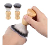 KJHBV Brocha Afeitar Hombre de Nylon y Madera Cerdas Sintéticas Plateadas Que Secan Rápido, Pack de 2 Piezas Adecuado para Barber Salon y Uso After-shave