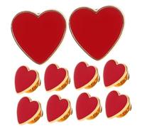 KJHBV Broche de Corazón Rojo de Aleación de Zinc, 10 Piezas, Alfiler para Ropa Pequeño y Decorativo, Broche para Mujer Moda, Adecuado para San Valentín y Decoración de Prendas