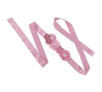 KJHBV Cinturón de Vestido de Novia Diseño de Flores y Perlas en Aleación, 270 CM, Rosa Nude, Faja para Fiesta y Vestidos de Maternidad para Mujer