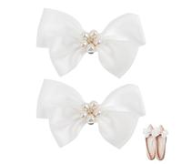 KJHBV Clips para Zapatos Lazo Grande y Perlas para Boda, Adornos Elegantes de Metal y Tela en Color Blanco, Ideales para Fiesta y Obsequio de Matrimonio