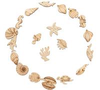 KJHBV de Adornos de Madera Temática Marina, Figuras Creativas de Mamíferos Marinos y Otros Animales 50 Piezas para Embellecimiento del Hogar y Juguetes Infantiles